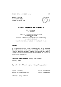 Witten’s conjecture and Property P Geometry &amp; Topology G T