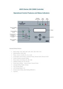 ASCO Series 230 C2000 Controller Operational Control Features and Status Indicators