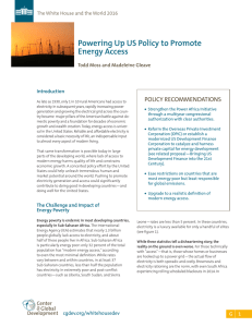 Powering Up US Policy to Promote Energy Access POLICY	RECOMMENDATIONS