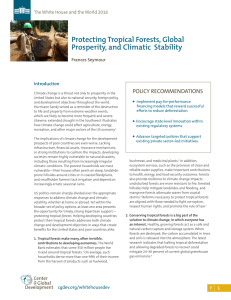 Protecting Tropical Forests, Global Prosperity, and Climatic  Stability POLICY	RECOMMENDATIONS Frances Seymour
