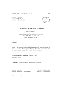 Convergence groups from subgroups Geometry &amp; Topology G T