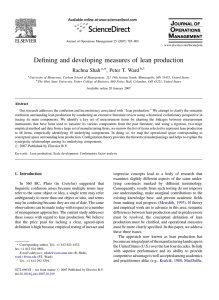 Defining and developing measures of lean production Rachna Shah , *