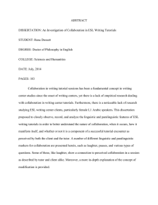 ABSTRACT DISSERTATION: An Investigation of Collaboration in ESL Writing Tutorials