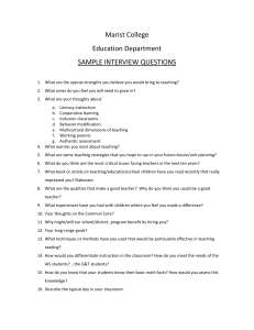 Marist College Education Department SAMPLE INTERVIEW QUESTIONS