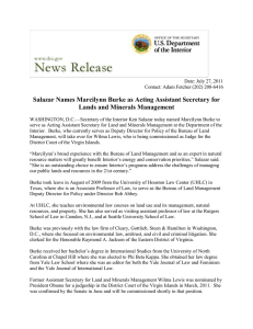 Salazar Names Marcilynn Burke as Acting Assistant Secretary for