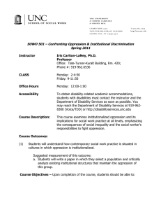 SOWO 501 – Confronting Oppression &amp; Institutional Discrimination Spring 2011 Instructor