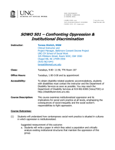 SOWO 501 – Confronting Oppression &amp; Institutional Discrimination
