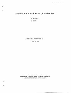 THEORY OF  CRITICAL  FLUCTUATIONS M. III J.  KLEIN