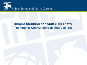 Unique Identifier for Staff (UID Staff)