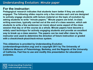 Understanding Evolution: Minute paper For the instructor: