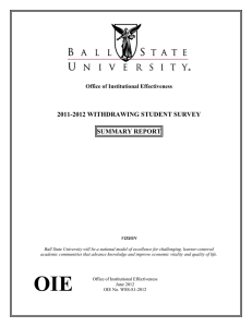 2011-2012 WITHDRAWING STUDENT SURVEY SUMMARY REPORT Office of Institutional Effectiveness