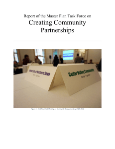 Creating Community Partnerships  Report of the Master Plan Task Force on