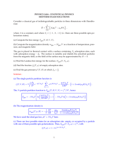 PHYSICS 140A : STATISTICAL PHYSICS MIDTERM EXAM SOLUTIONS nian