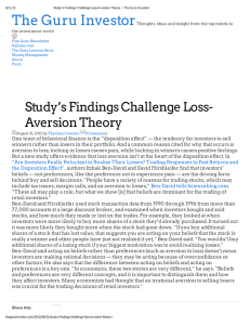 The Guru Investor Study’s Findings Challenge Loss- Aversion Theory