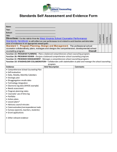Standards Self Assessment and Evidence Form