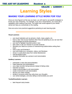 Learning Styles MAKING YOUR LEARNING STYLE WORK FOR YOU!