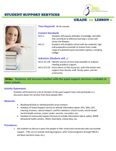 STUDENT SUPPORT SERVICES GRADE LESSON