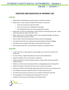 INTERNET SAFETY/SOCIAL NETWORKING – Handout 1 GRADE LESSON