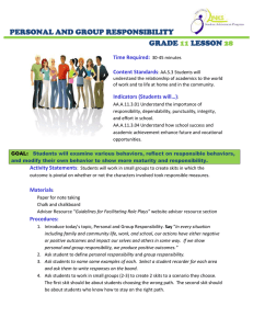 PERSONAL AND GROUP RESPONSIBILITY GRADE LESSON