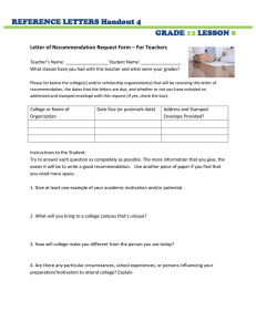 REFERENCE LETTERS Handout 4 GRADE LESSON