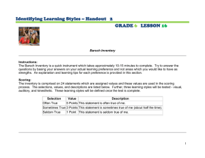Identifying Learning Styles – Handout   2 GRADE LESSON