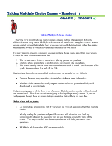 Taking Multiple Choice Exams – Handout   1 GRADE LESSON