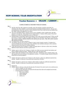 NEW SCHOOL YEAR ORIENTATION  GRADE LESSON