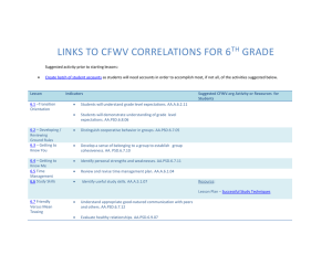 LINKS TO CFWV CORRELATIONS FOR 6 GRADE TH