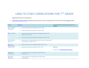 LINKS TO CFWV CORRELATIONS FOR 7 GRADE TH