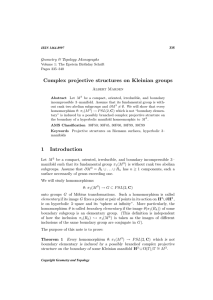 Complex projective structures on Kleinian groups Geometry &amp; Topology Monographs Albert Marden 335