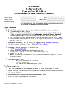 WVAdultEd Follow-up Study Program Year 2015-2016 (Not Required For Temporary/Short-Term Personnel)