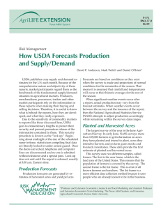 How USDA Forecasts Production and Supply/Demand Risk Management