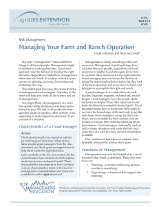 Managing Your Farm and Ranch Operation Risk Management
