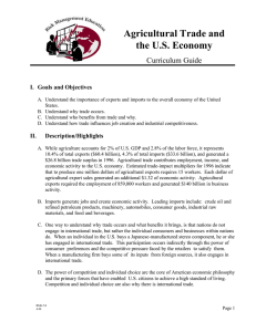 Agricultural Trade and the U.S. Economy Curriculum Guide I. Goals and Objectives