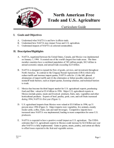 North American Free Trade and U.S. Agriculture Curriculum Guide I.