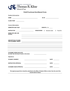 Field Practicum Enrollment Form  Student Information Course Information