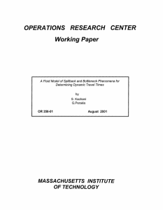 CENTER OPERA  TIONS RESEARCH Working Paper MASSACHUSETTS  INSTITUTE