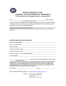 INITIAL REQUEST FOR FEDERAL EXCESS PERSONAL PROPERTY