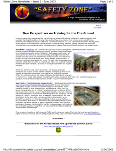 New Perspectives on Training for the Fire Ground