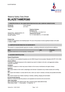 BLAZETAMER380 Material Safety Data Sheet  1. IDENTIFICATION OF THE SUBSTANCE/PREPARATION AND COMPANY/UNDERTAKING