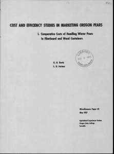 COST AND EFFICIENCY STUDIES IN MARKETING OREGON PEARS G. B. Davis
