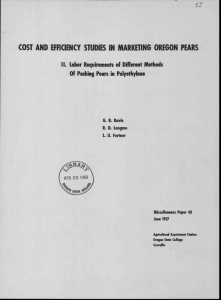COST AND EFFICIENCY STUDIES IN MARKETING OREGON PEARS G. B. Davis