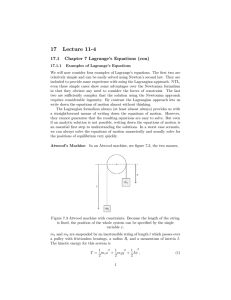 17 Lecture 11-4 17.1 Chapter 7 Lagrange’s Equations (con)
