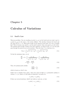 Calculus of Variations Chapter 5 5.1 Snell’s Law