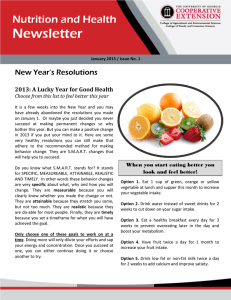 Newsletter Nutrition and Health New Year’s Resolutions
