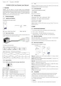 CHD601S EM Card Reader User Manual Version Filing Date V1.1