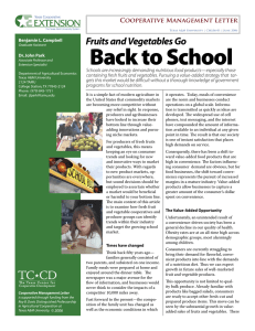 Back to School Fruits and Vegetables Go Cooperative Management Letter