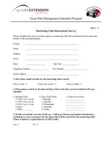 Texas Risk Management Education Program  Marketing Club Information Survey