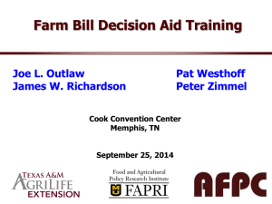 Farm Bill Decision Aid Training  Joe L. Outlaw Pat Westhoff