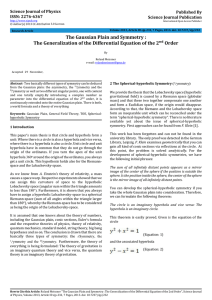 The Gaussian Plain and Symmetry : The Generalization of the Differential Equation of the 2ⁿ� Order )